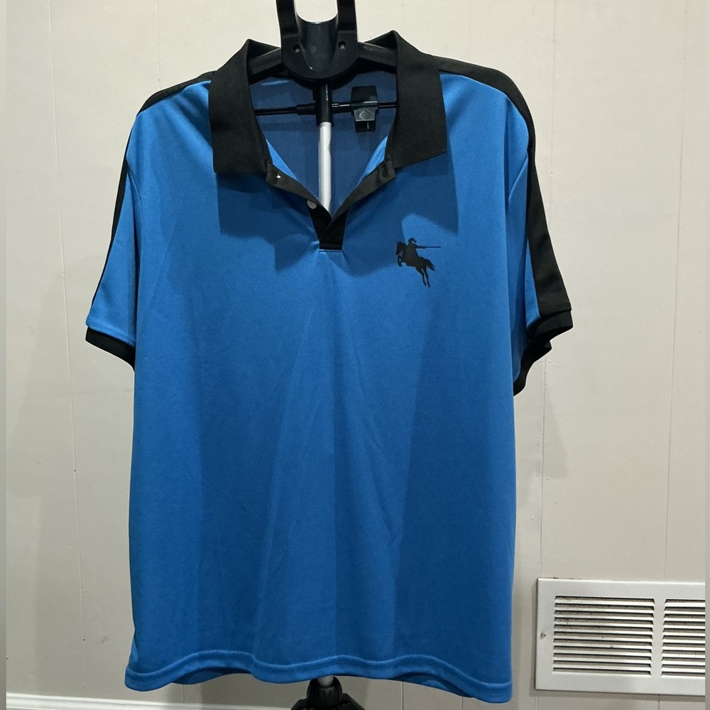 SHEIN Blue and Black Men's Polo Style Shirt